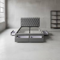 Lit de rangement moderne en cuir et tissu capitonné Prado avec design diamant, imperméable et résistant à l'usure XDS SOB1093 pour mobilier de chambre