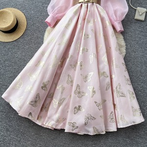 Robe trapèze pour femme, nouvelle collection automne 2026, style rétro français, col <span class=keywords><strong>carré</strong></span>, manches longues, taille haute, vente en gros pour boutiques - Product Image 6