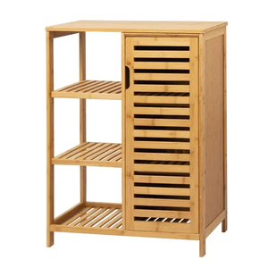 Addreen moderno Free Standing 3 strati di bambù in <span class=keywords><strong>legno</strong></span> mobile da bagno portasciugamani con <span class=keywords><strong>porta</strong></span> a persiana e Rack a 3 livelli - Product Image 4