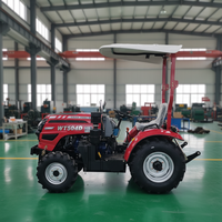 Tracteur agricole compact 4x4 avec moteur 50 CV, boîte de vitesses, sécurité ROPS, 6 clés PTO, levage hydraulique robuste