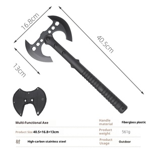 Hache de survie multi-outils de haute qualité pour l'extérieur, hache en acier au carbone, manche en plastique nylon, hache en acier Damas pour le camping et la coupe - Product Image 3
