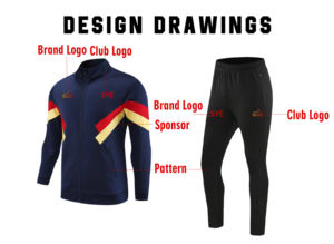 高品质定制全拉链运动服 透气长款训练球衣 适合运动服 足球训练服 - Product Image 2