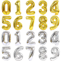 Ballon numérique en aluminium doré et argenté de 16 pouces pour décoration de fond d'anniversaire, fournitures de fête