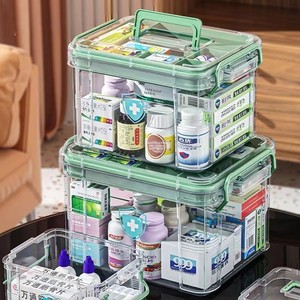 KiMin Plastic Square Medical Kit Portable Transparent Large Capacity <strong>Household</strong> First <strong>Aid</strong> Storage Box - Product Image 2