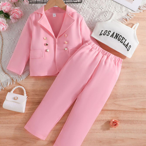 Conjuntos de Ropa para Niñas de Otoño de 3 a 7 Años, Conjuntos de Tres Piezas de Moda de Lujo con Pantalones de Manga Larga para Adolescentes - Product Image 1