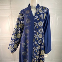 Robe Kaftan Abaya brodée pour femmes, imprimé floral, manches longues, polyester, strass, robe longue élégante pour femmes musulmanes