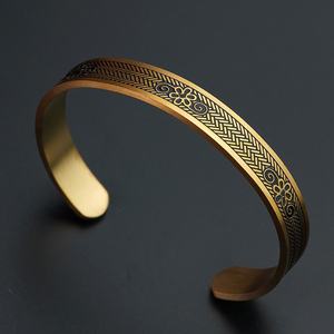 Brazalete Ajustable de Acero Inoxidable Chapado en Oro, Simple y Personalizado, para Hombre y Mujer, Joyería de Moda al por Mayor - Product Image 3