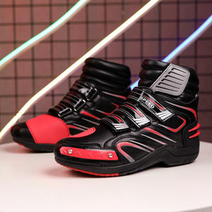 <span class=keywords><strong>Botas</strong></span> de cuero de carreras profesionales de moda de alta calidad para motociclistas, cierre de botón impermeable transpirable para montar en moto de primavera - Product Image 2