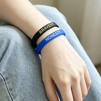 Bracelet en silicone écologique personnalisable avec impression « Bravery Wisdom Kindness » pour promotion en gros