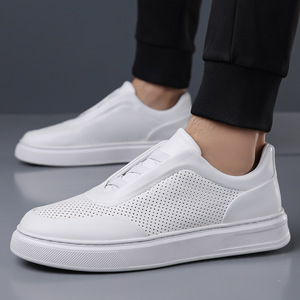 Zapatos Blancos Perforados para Hombre, con Punta Redonda, Cordones, Forro de Malla, Suela de Goma, Estilo Veraniego, para Caminar - Product Image 1