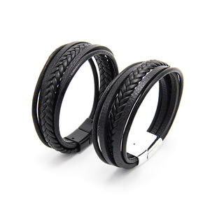 <span class=keywords><strong>Bracelet</strong></span> multi-couches tissé à la main <span class=keywords><strong>pour</strong></span> hommes, bijoux de style européen, cordon en cuir, <span class=keywords><strong>fermeture</strong></span> magnétique - <span class=keywords><strong>Bracelet</strong></span> de style rétro N2604238 - Product Image 2