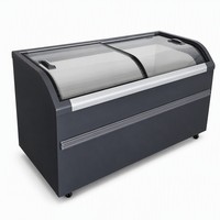 Réfrigérateur sous comptoir avec dessus en verre incurvé, verre Low-E, tubes en cuivre R290, panneau numérique, éclairage LED, pour supermarché commercial
