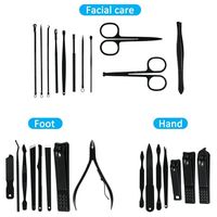 Ensemble de manucure portable luxueux en acier inoxydable Kit de soins des ongles avec boîte pour salon de toilettage brun