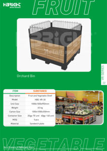 Exhibidor de Frutas y Verduras de Madera Curvada de 3 Niveles Highbright, con Gabinete de Almacenamiento para Supermercado, Gran Venta - Product Image 5