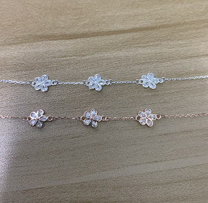 ที่กำหนดเอง925เงินสเตอร์ลิงลูกบาศก์เซอร์โคเนียสร้อยข้อมือสาวดอกไม้เสน่ห์ - Product Image 2