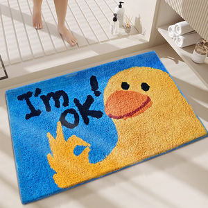 Yellow Duck I'm Ok Meme Funny <strong>Funky</strong> Cartoon Animal Microfiber Shaggy <strong>Bath</strong> <strong>Mat</strong> Throw Rug - Product Image 1