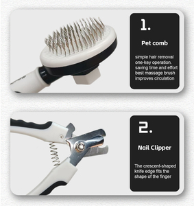 Kit di Spazzole di Lusso <span class=keywords><strong>per</strong></span> la Toelettatura di <span class=keywords><strong>Cani</strong></span> e Gatti con Rastrello in Gomma, <span class=keywords><strong>Spazzola</strong></span> Slicker e Spazzole da Bagno, Tagliaunghie <span class=keywords><strong>per</strong></span> <span class=keywords><strong>Cani</strong></span> e Gatti a <span class=keywords><strong>Pelo</strong></span> Lungo/Corto - Product Image 2