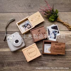 Solid Wood Pull Out <b>Storage</b> <b>Box</b> Square <b>Photo</b> Organizer Jewelry Gift <b>Box</b> Custom Engraved Miniature Drawer Container - Product Image 1