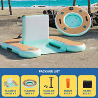Chaise longue flottante gonflable de luxe avec table flottante pour boissons, ensemble de flotteurs en PVC pour piscine, lac et plage, idéal pour la relaxation