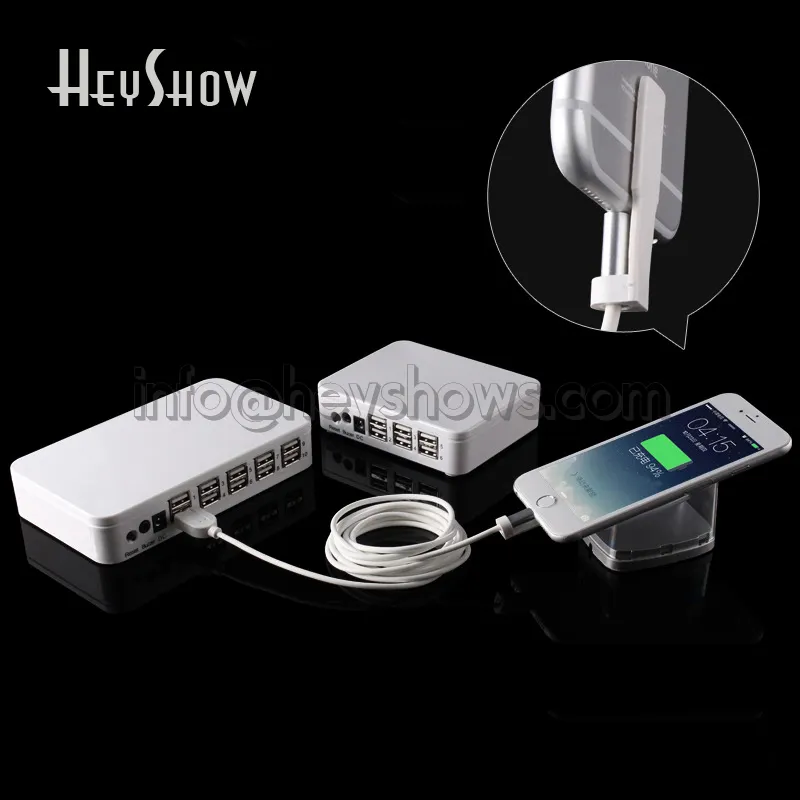10 Ports iphone Anti-theft System Mobile Phone Security Stand Tablet Display Alarm Ipad Charging Box For Phone Retail Store