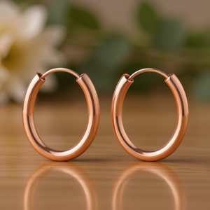 Boucles d'oreilles créoles en or rose pour femmes et hommes, bijoux de mode classiques en alliage de cuivre avec gravure Booni.Cen, modèle JS-XYH-10005 - Product Image 2