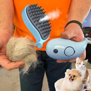 2024 Offre Spéciale fournitures de toilettage pour animaux de compagnie chien chat brosse à vapeur électrique pulvérisation d'eau chaton peigne pour animaux de compagnie chats bain brosse à cheveux