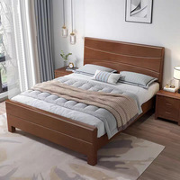 Meubles de chambre à coucher de style chinois personnalisés, lit double simple de taille king, design pour adultes, lit en bois massif, lits en bois