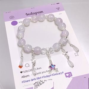 Pulsera de Cuentas de Cristal Fantasía Popcorn con Dije de Máscara de Zorro Flor de Melocotón, para Niñas, Mujeres, Estudiantes, Pulseras de la Amistad, Regalo de Joyería - Product Image 4