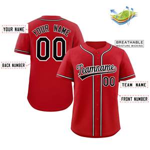 Maillot de baseball authentique de style classique rouge, noir et blanc personnalisé - Product Image 4