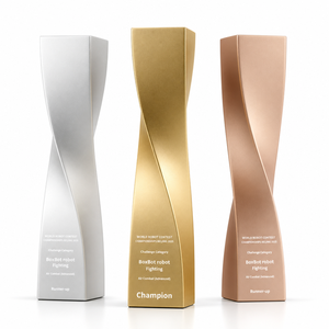 Trofeo Personalizzato in Metallo a Pilastro Intrecciato <span class=keywords><strong>Oro</strong></span> <span class=keywords><strong>Argento</strong></span> <span class=keywords><strong>Rame</strong></span>, Forma a Spirale a 180 Gradi, Premio Aziendale per Dipendenti, Vendita all'Ingrosso - Product Image 1