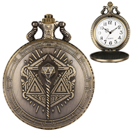 Montre de poche vintage gravée avec baguette magique et chaîne - Chiffres arabes, cadeau d'anniversaire unique pour hommes, garçons, collectionneurs