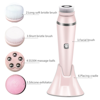 Brosse nettoyante électrique pour le visage 4-en-1 certifiée FCC CE RoHS, masseur facial électrique en silicone, brosse nettoyante électrique pour le visage