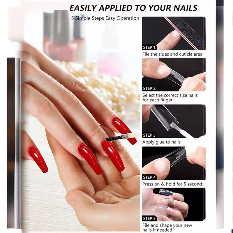 High Quality Professional Custom Logo French Style Artificial False Nails Half Tips and Full Cover False Nail Tips