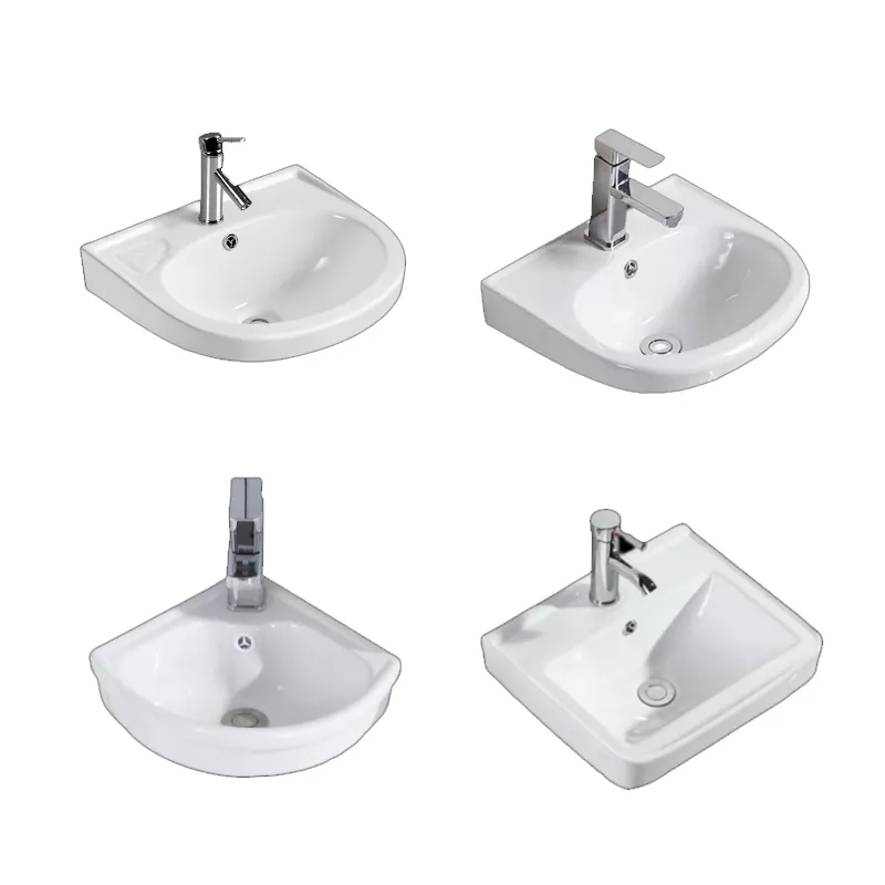 KMRY Ceramic Square Wall Mounted Art Basin Sink Bathroom Modern Glossy White Wash Basins