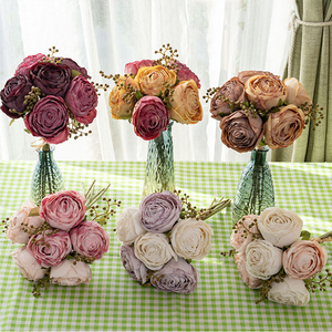 باقة ورد صناعي أنيقة وعصرية مصنوعة يدويًا لتزيين غرفة المعيشة وترتيبات الزهور في حفلات الزفاف - Product Image 2