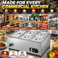 Bain-marie électrique commercial en acier inoxydable 220V 1500W, cinq bacs, grande capacité 13L, pour hôtels et restaurants