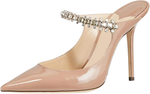 Sandales à talons pour femme en cuir verni avec strass et cristaux, légères et élégantes, à enfiler avec bride cheville - Product Image 3