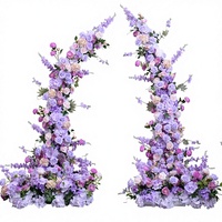 Nouvel Arrangement Floral Artificiel en Corne de Bœuf Violette, Longue Rangée pour Décoration de Mariage, Option Support Incluse, Modèle 121