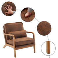 Accoudoir en Chêne Fauteuil Simple Rembourré en Chêne Fauteuil Lounge d'Intérieur Orange