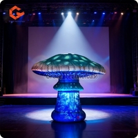 Champignon Fluorescent Gonflable Décor Événement Halloween avec Éclairage LED Accessoires de Scène Champignon Bleu Gonflable