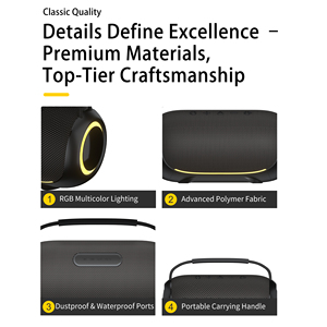 ลำโพงบลูทูธพกพาไร้สาย BT 5.3 เสียงทรงพลัง ซับวูฟเฟอร์ กันน้ำ สำหรับใช้งานกลางแจ้ง - Product Image 6