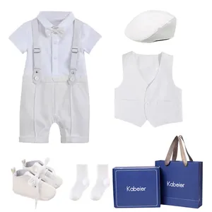 Toddler Gentleman pagliaccetto vestito battesimale battesimo neonato confezione personalizzata confezione regalo Baby Boy compleanno Outfit set di vestiti