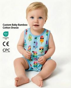 Romper de Bebé Personalizado de Bambú, Algodón y Spandex, Certificado OEKO-TEX y CPC, Conjuntos Familiares a Juego, Mono sin Mangas para Bebés, Ropa de Día - Product Image 1
