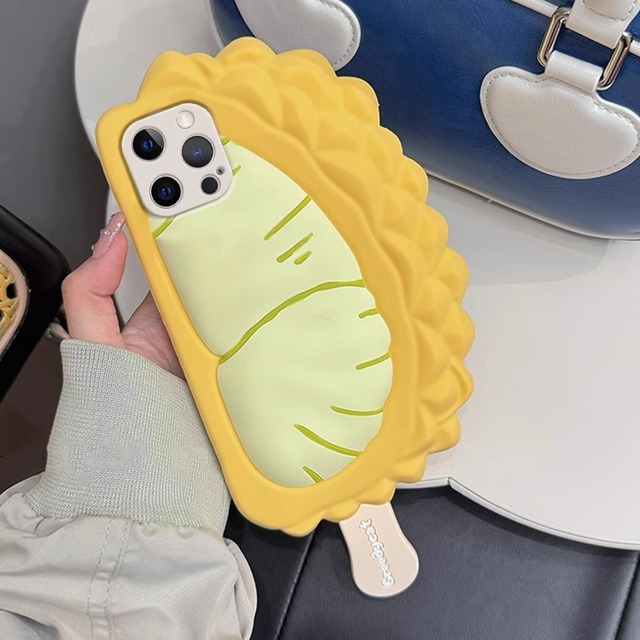 Creative 3D Cartoon Durian Design Phone Case Soft Shockproof Silicone Cover for iPhone Series