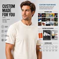 T-shirt décontracté pour homme avec logo personnalisé, coupe carrée, en jersey CVC, épaules tombantes, manches courtes, respirant, anti-boulochage, col rond, effet soie