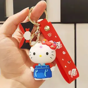 ホットセンリオPVCキーホルダーHallokitty Melodi Kulomi Pompompi CinnamiアニメフィギュアforKids HK KT Cat Bag Dangle