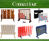 Jeu de société Connect 4 classique de grande taille en bois pour l'intérieur et l'extérieur, quatre en ligne