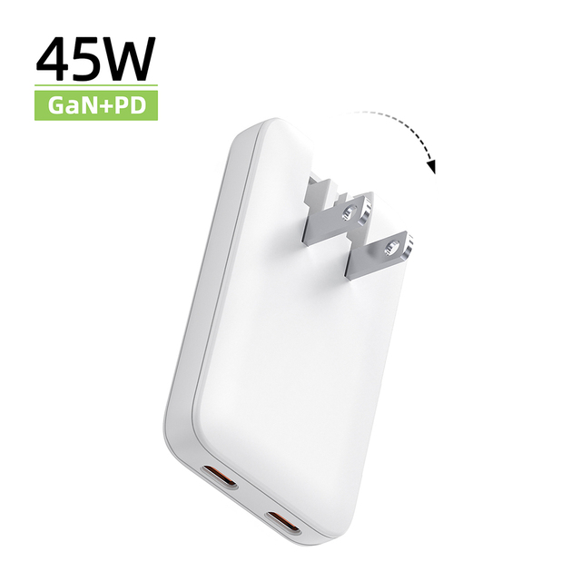 PD 45W Super Fast Charger Quick QC3.0+ Multi-Port High-Powr Plug for IPhone IPad Mac Sumsung Compact Foldable Portable Slim Thin