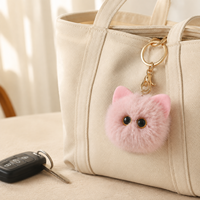 Porte-clés Monstre Mignon en Fausse Fourrure Moelleuse, Pendentif Pompon Doux en Peluche, Breloque de Sac, Accessoire de Clé, Cadeau pour Femme 13cm RR09