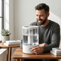 Humidificateur Électrique Ultrasonique Blanc, Aromathérapie, Veilleuse à Changement de Couleur, Commande par Bouton, Capacité 5L, Faible Bruit <30dB, Usage Domestique